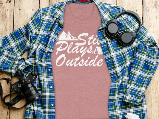Still Plays Outside With Mountain Tent Graphic T-Shirt T-Shirt - Outdoor & Adventure Collection - Mile Marker 16 Gear by Cloud 16 Clothing Co.