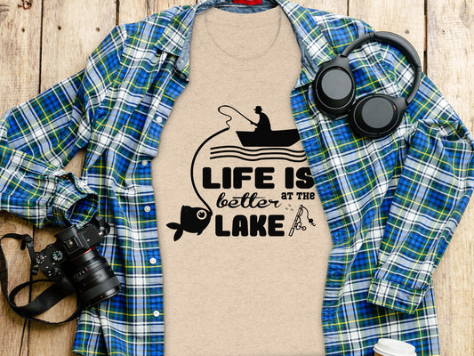 Life Is Better At The Lake Fishing Adventure Graphic T-Shirt T-Shirt - Outdoor & Adventure Collection - Mile Marker 16 Gear by Cloud 16 Clothing Co.