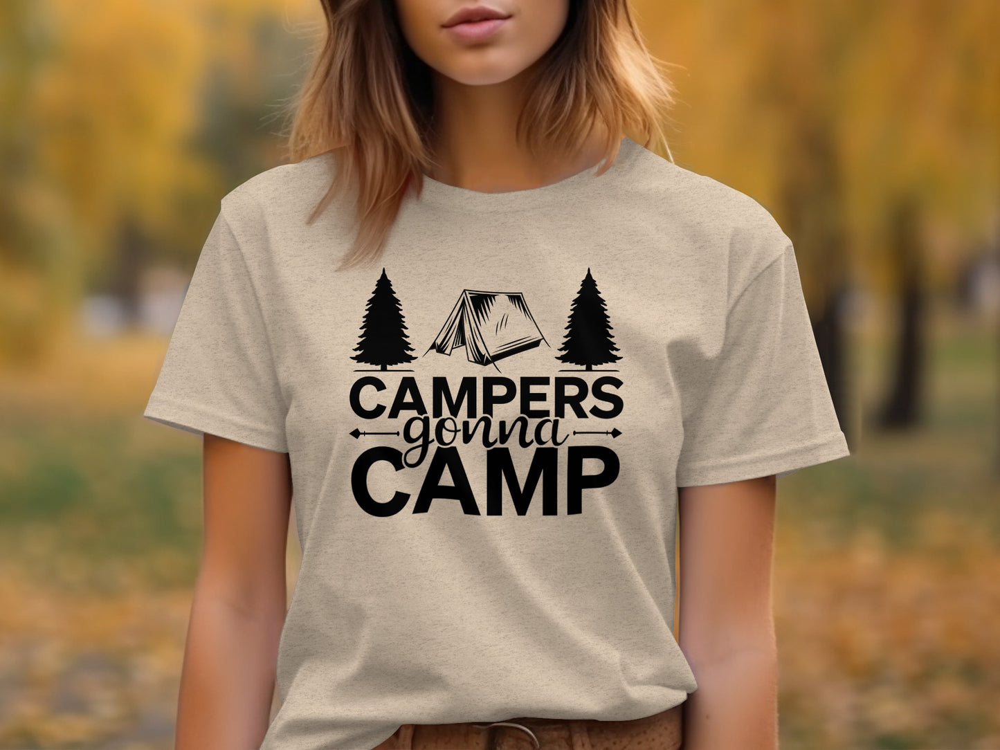 Campers Gonna Camp Tent and Trees Design Graphic T-Shirt T-Shirt - Outdoor & Adventure Collection - Mile Marker 16 Gear by Cloud 16 Clothing Co.