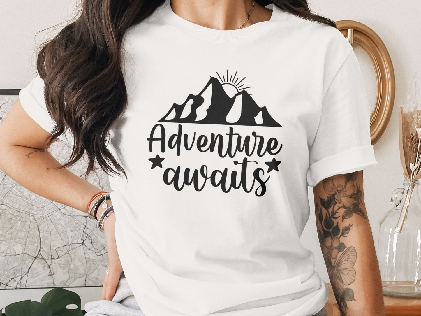 Adventure Awaits Mountain Design Graphic Tee