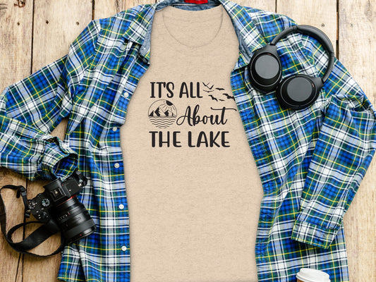 It's All About The Lake Mountain and Birds Graphic T-Shirt T-Shirt - Outdoor & Adventure Collection - Mile Marker 16 Gear by Cloud 16 Clothing Co.