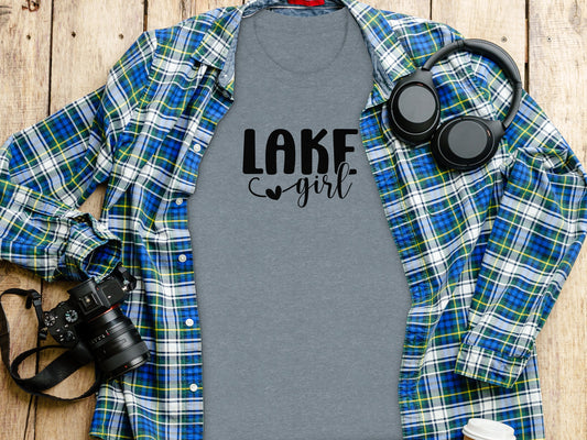 Lake Heart Girl Graphic Summer Vacation Outfit T-Shirt T-Shirt - Outdoor & Adventure Collection - Mile Marker 16 Gear by Cloud 16 Clothing Co.