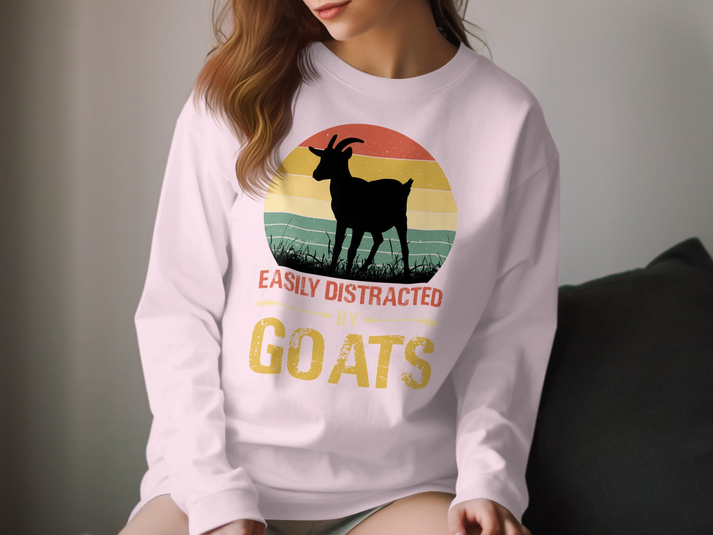 Easily Distracted By Goats Graphic Sweatshirt