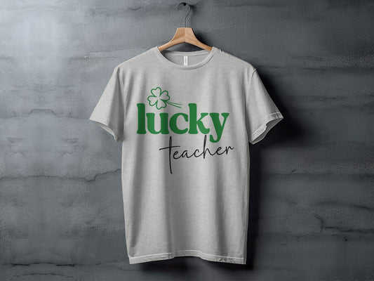 Lucky Teacher Shamrock Graphic T-Shirt for Educators