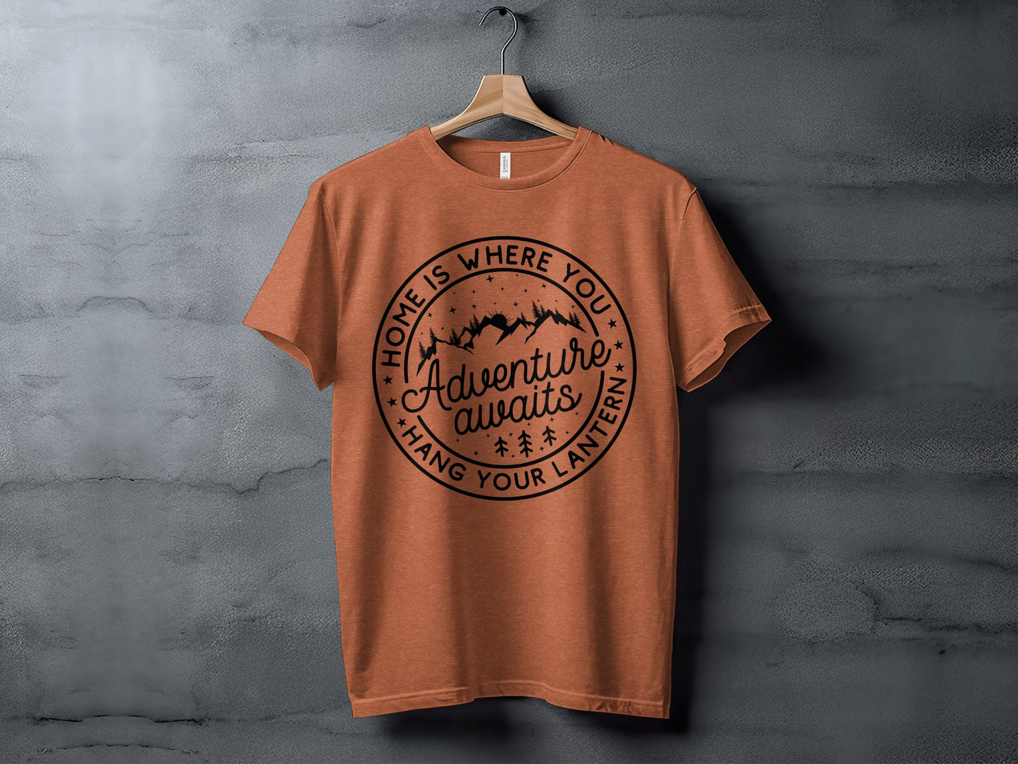 Home Is Where You Hang Your Lantern Adventure Awaits T-Shirt T-Shirt - Outdoor & Adventure Collection - Mile Marker 16 Gear by Cloud 16 Clothing Co.