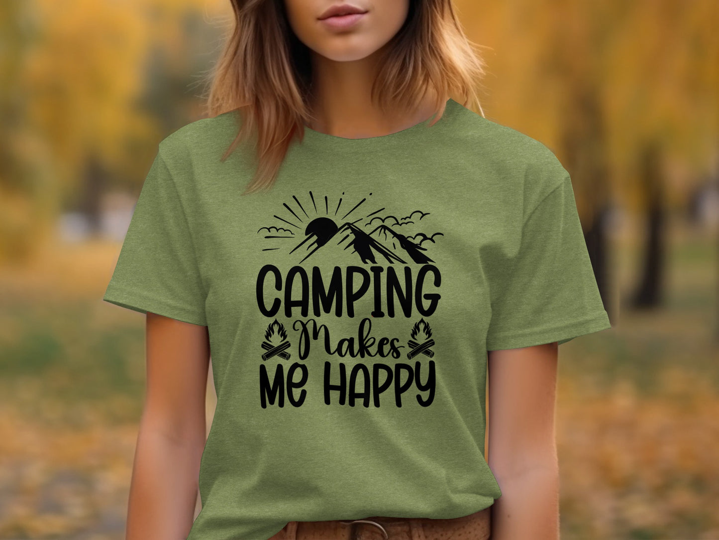 Camping Makes Me Happy Outdoor Adventure Graphic T-Shirt T-Shirt - Outdoor & Adventure Collection - Mile Marker 16 Gear by Cloud 16 Clothing Co.
