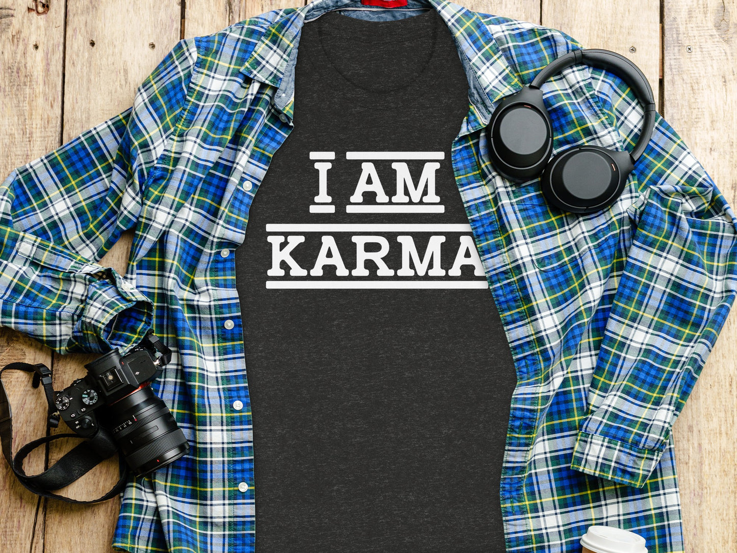 I Am Karma Statement Graphic Tee Shirt Casual Wear