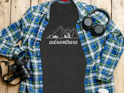 Adventure Awaits Mountains Graphic Tee Nature Lovers T-Shirt T-Shirt - Outdoor & Adventure Collection - Mile Marker 16 Gear by Cloud 16 Clothing Co.