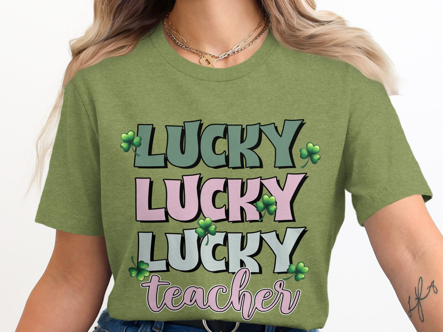 Lucky Lucky Lucky Teacher Graphic T-Shirt
