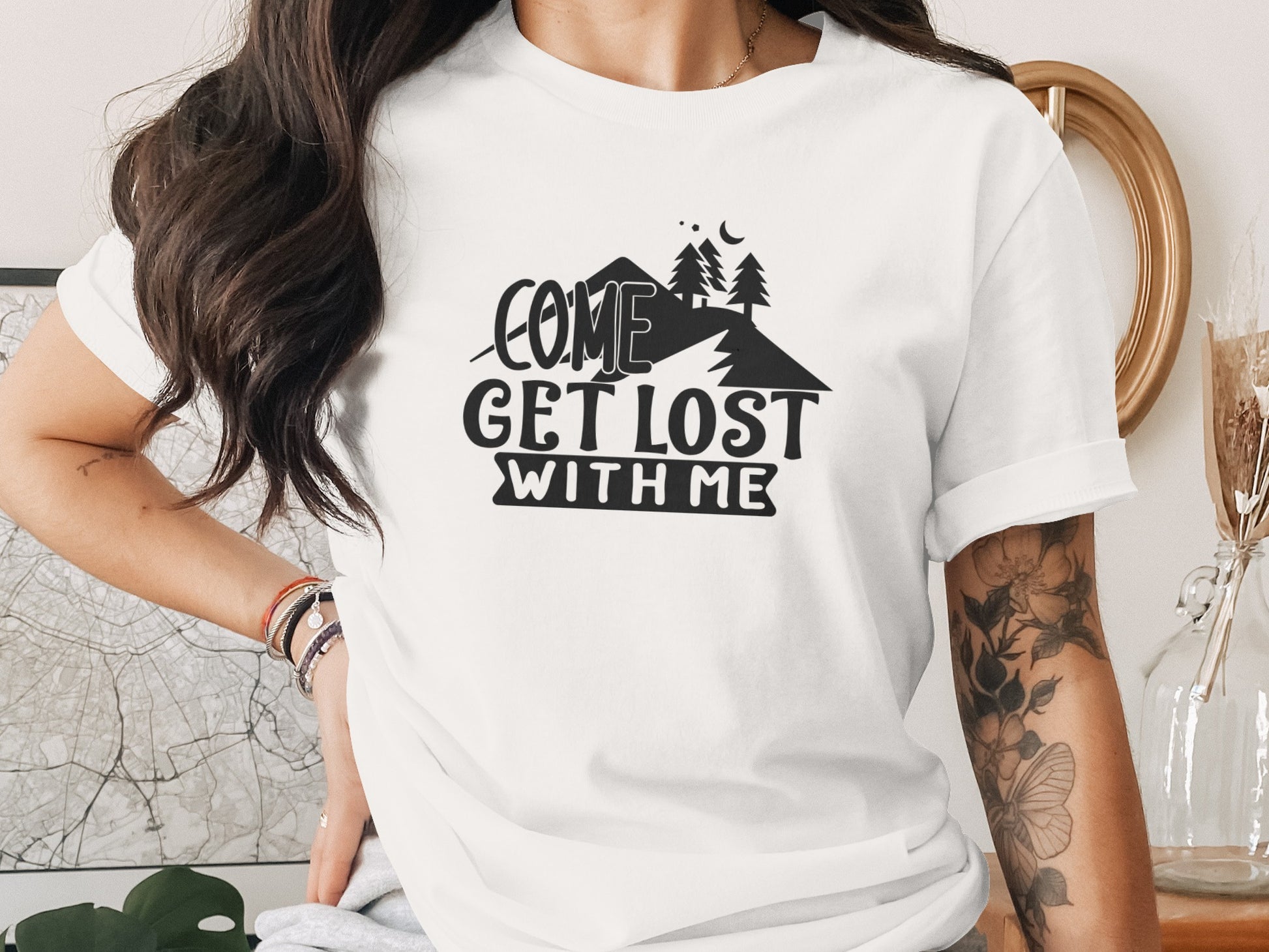 Come Get Lost With Me Mountains and Trees Graphic T-Shirt T-Shirt - Outdoor & Adventure Collection - Mile Marker 16 Gear by Cloud 16 Clothing Co.