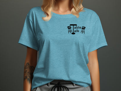 Unique Table Talk Graphic Design T-shirt for Casual Wear