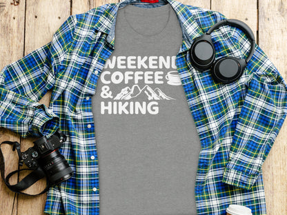 Weekends Coffee And Hiking Graphic Design Funny T-Shirt T-Shirt - Outdoor & Adventure Collection - Mile Marker 16 Gear by Cloud 16 Clothing Co.