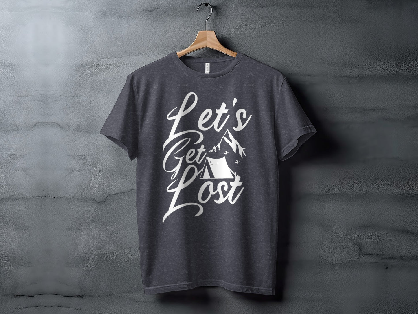 Lets Get Lost Tent and Mountain Graphic Design T-Shirt T-Shirt - Outdoor & Adventure Collection - Mile Marker 16 Gear by Cloud 16 Clothing Co.
