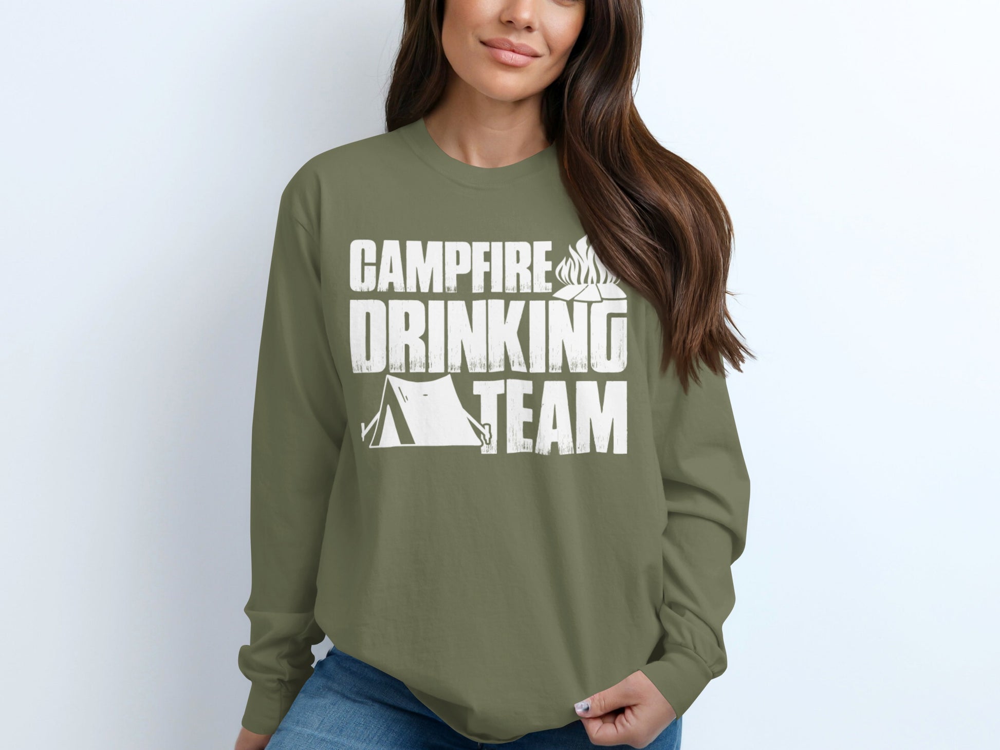 Campfire Drinking Team Long Sleeve Shirt for Camping
