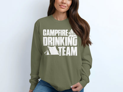 Campfire Drinking Team Long Sleeve Shirt for Camping
