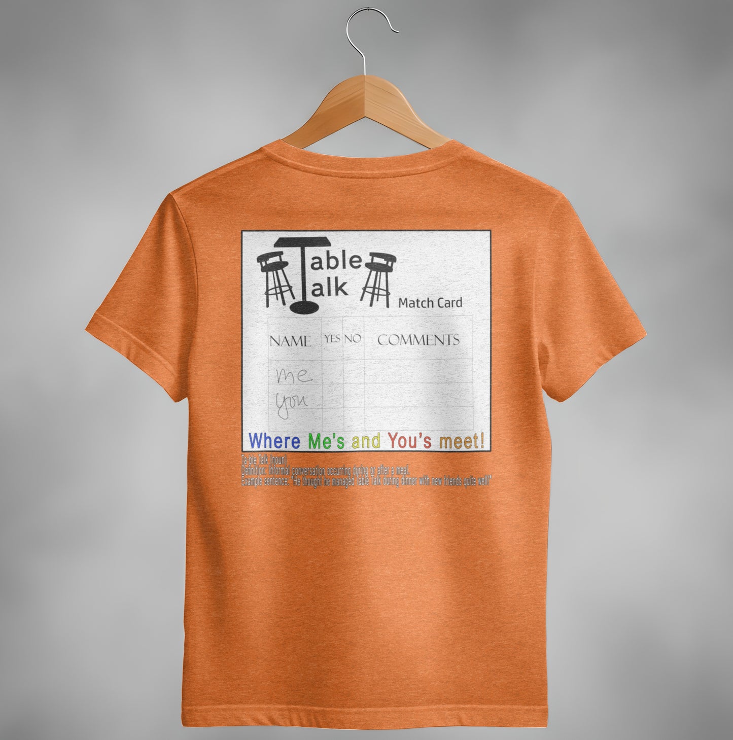 Unique Table Talk Match Card Graphic Tee