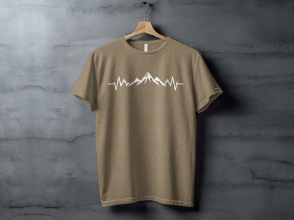 Mountain Heartbeat Line Illustration Graphic Design T-Shirt T-Shirt - Outdoor & Adventure Collection - Mile Marker 16 Gear by Cloud 16 Clothing Co.