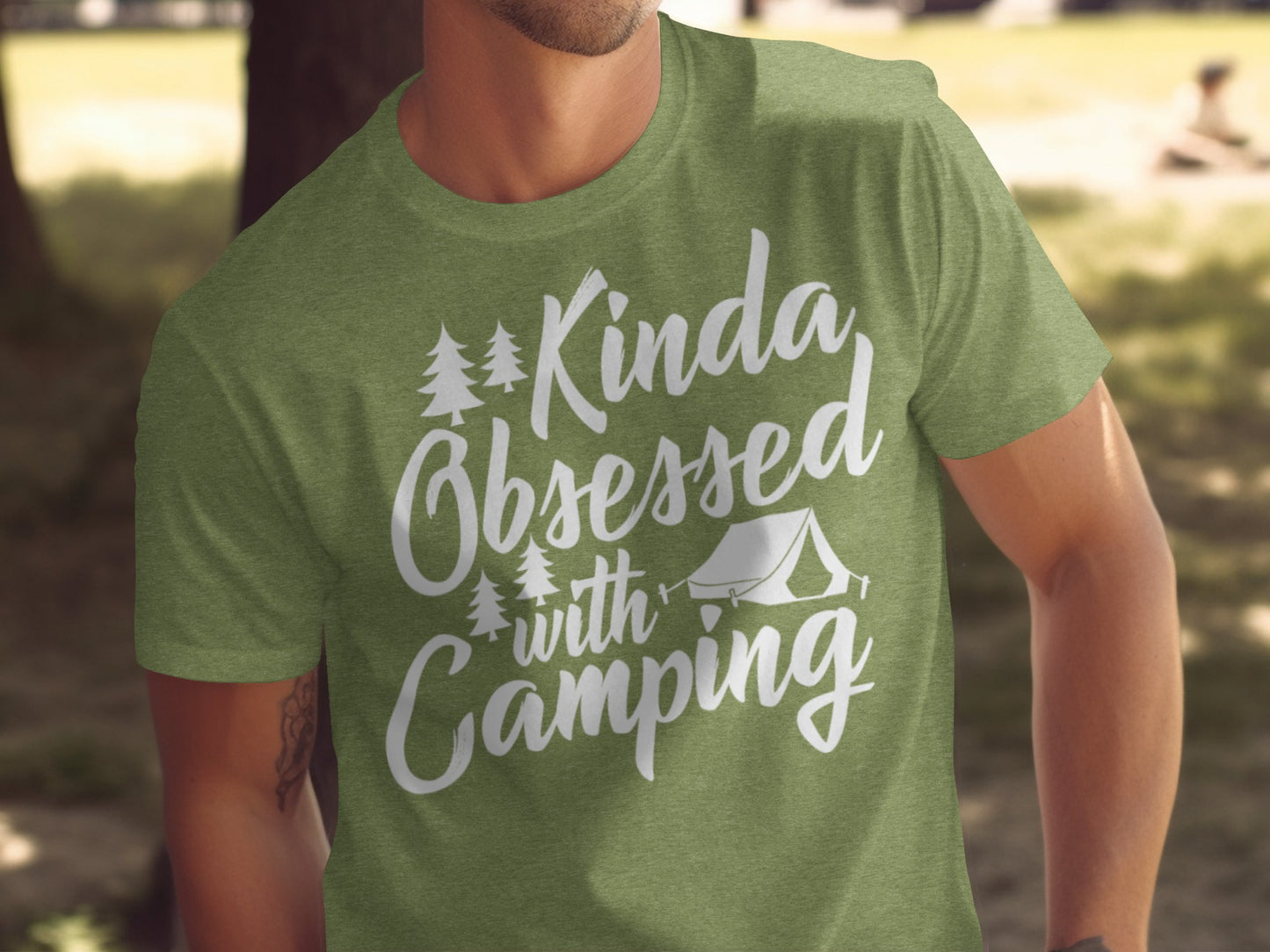 Kinda Obsessed With Camping Graphic Design T-Shirt T-Shirt - Outdoor & Adventure Collection - Mile Marker 16 Gear by Cloud 16 Clothing Co.