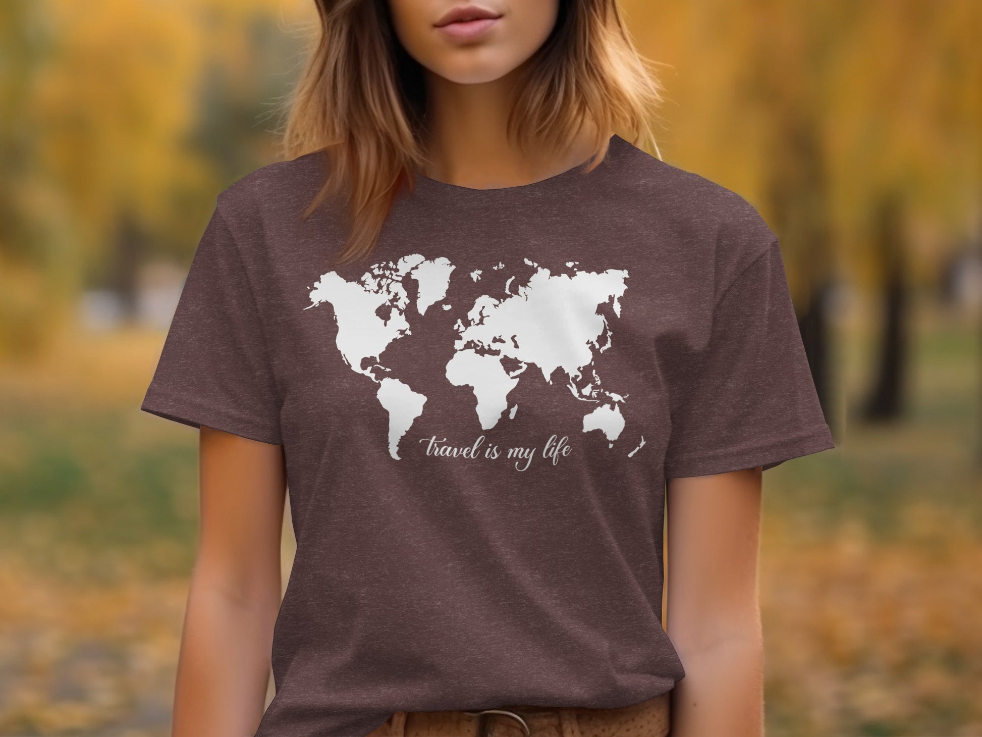 World Map Travel is My Life Graphic Design T-Shirt T-Shirt - Outdoor & Adventure Collection - Mile Marker 16 Gear by Cloud 16 Clothing Co.