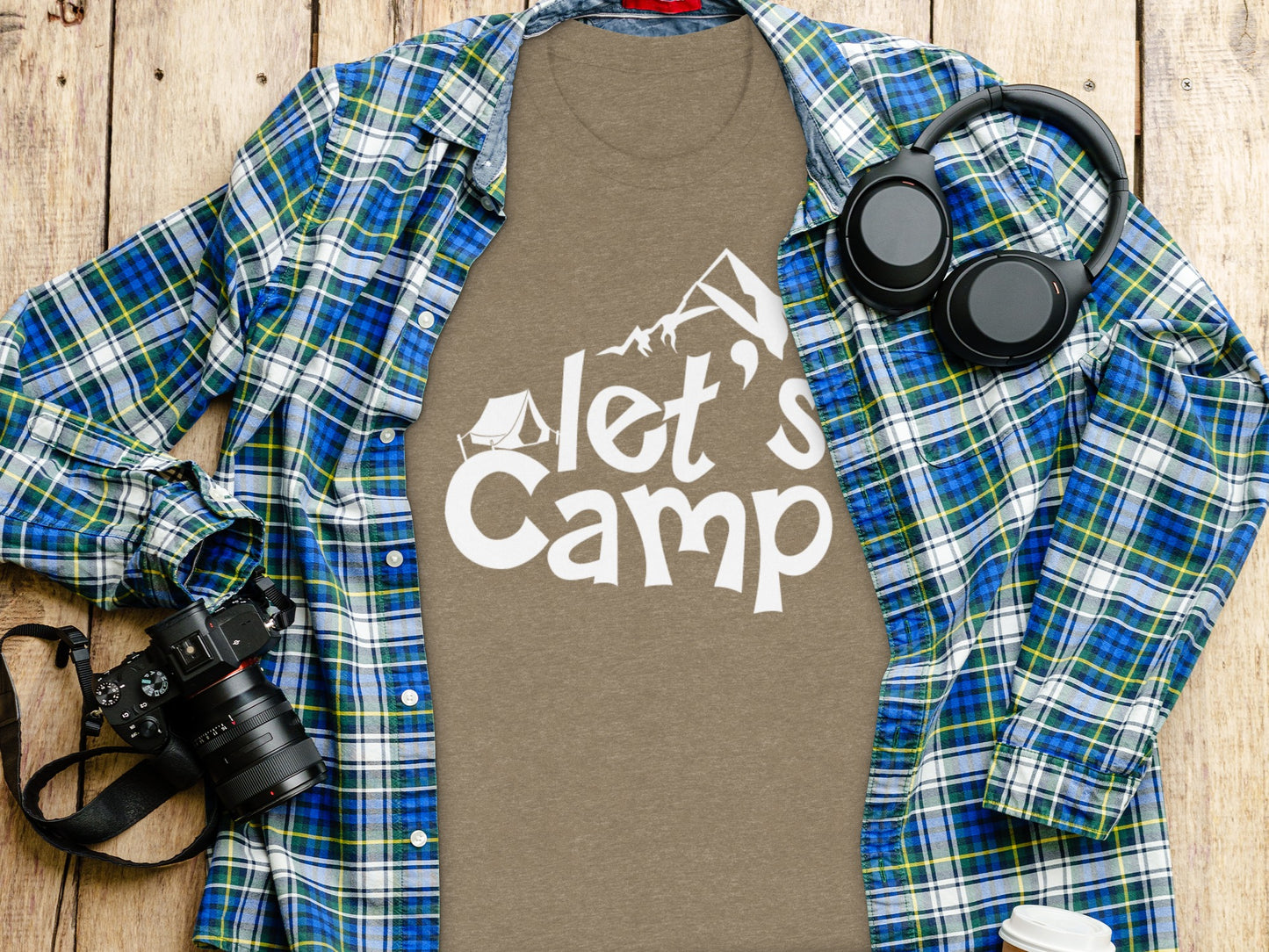 Lets Camp Tent With Mountain T-Shirt T-Shirt - Outdoor & Adventure Collection - Mile Marker 16 Gear by Cloud 16 Clothing Co.