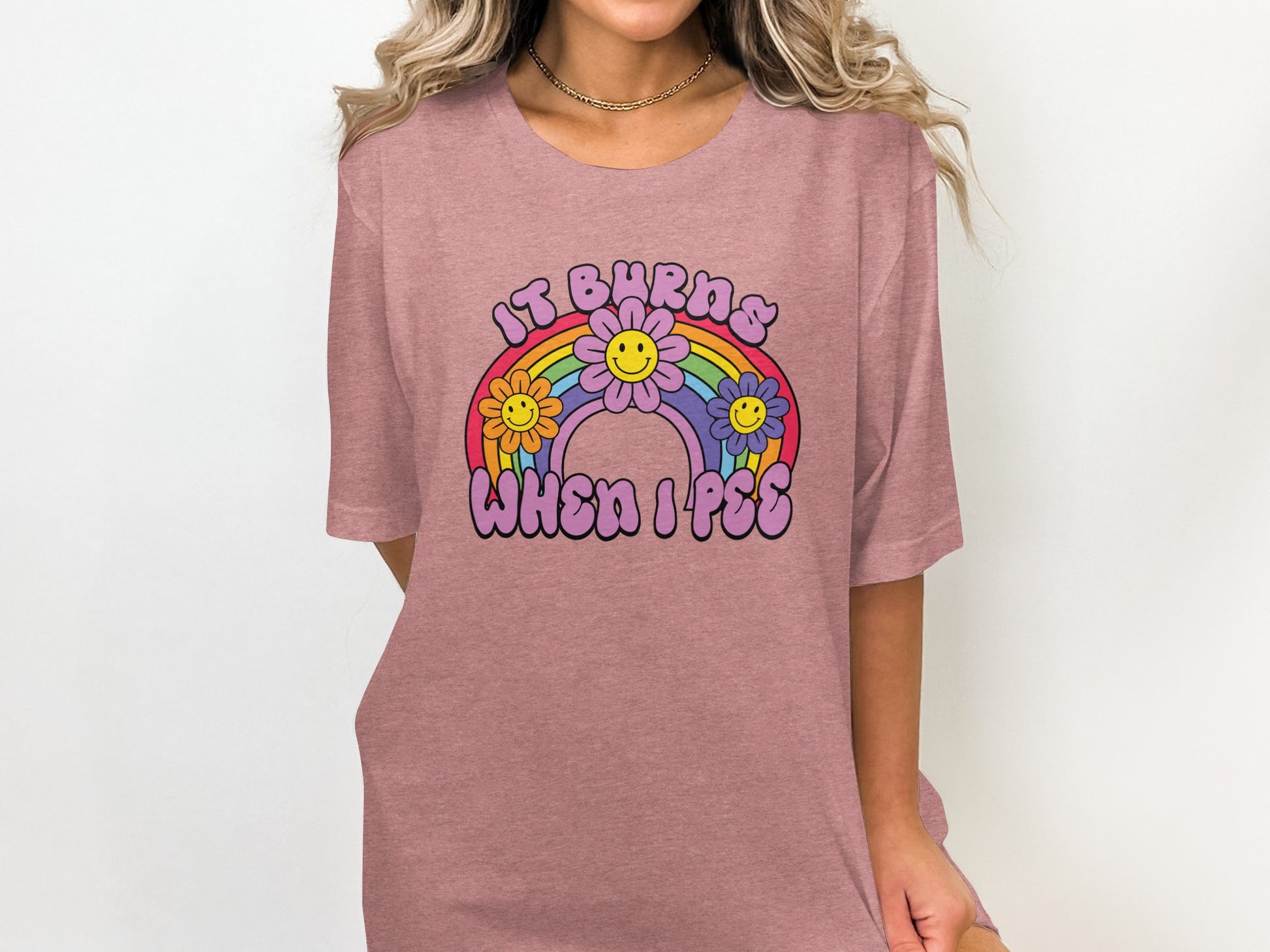 It Burns When I Pee Funny Rainbow Graphic T-Shirt