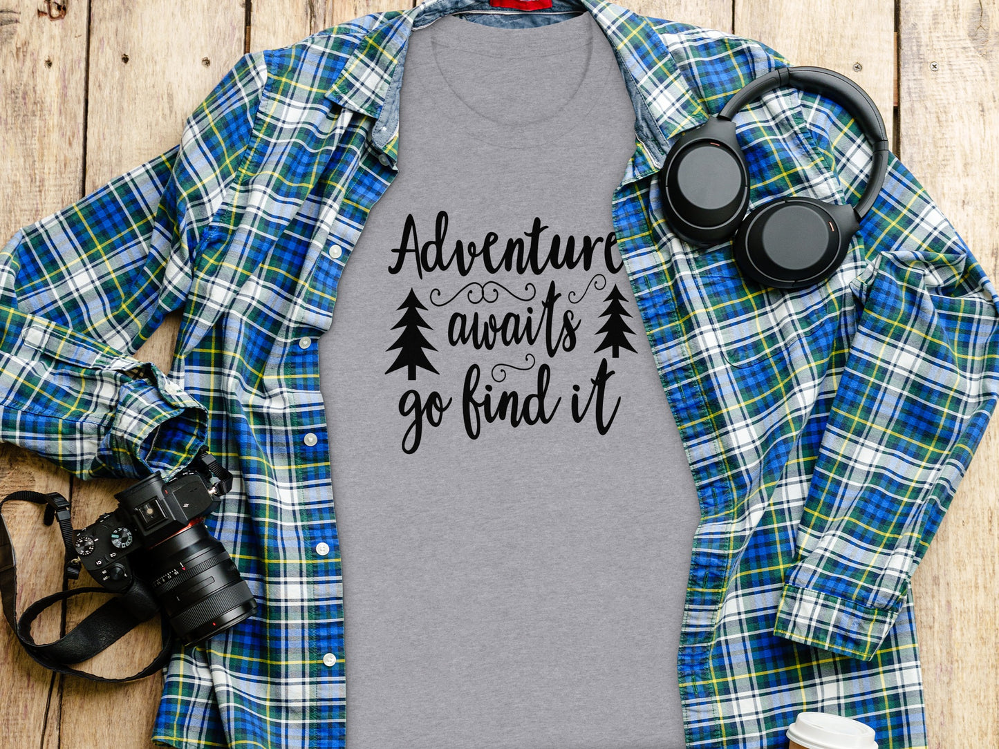 Adventure Awaits Go Find It Design With Trees T-Shirt T-Shirt - Outdoor & Adventure Collection - Mile Marker 16 Gear by Cloud 16 Clothing Co.