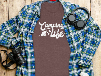 Camping Is Life With Tent And Heart Design T-Shirt T-Shirt - Outdoor & Adventure Collection - Mile Marker 16 Gear by Cloud 16 Clothing Co.