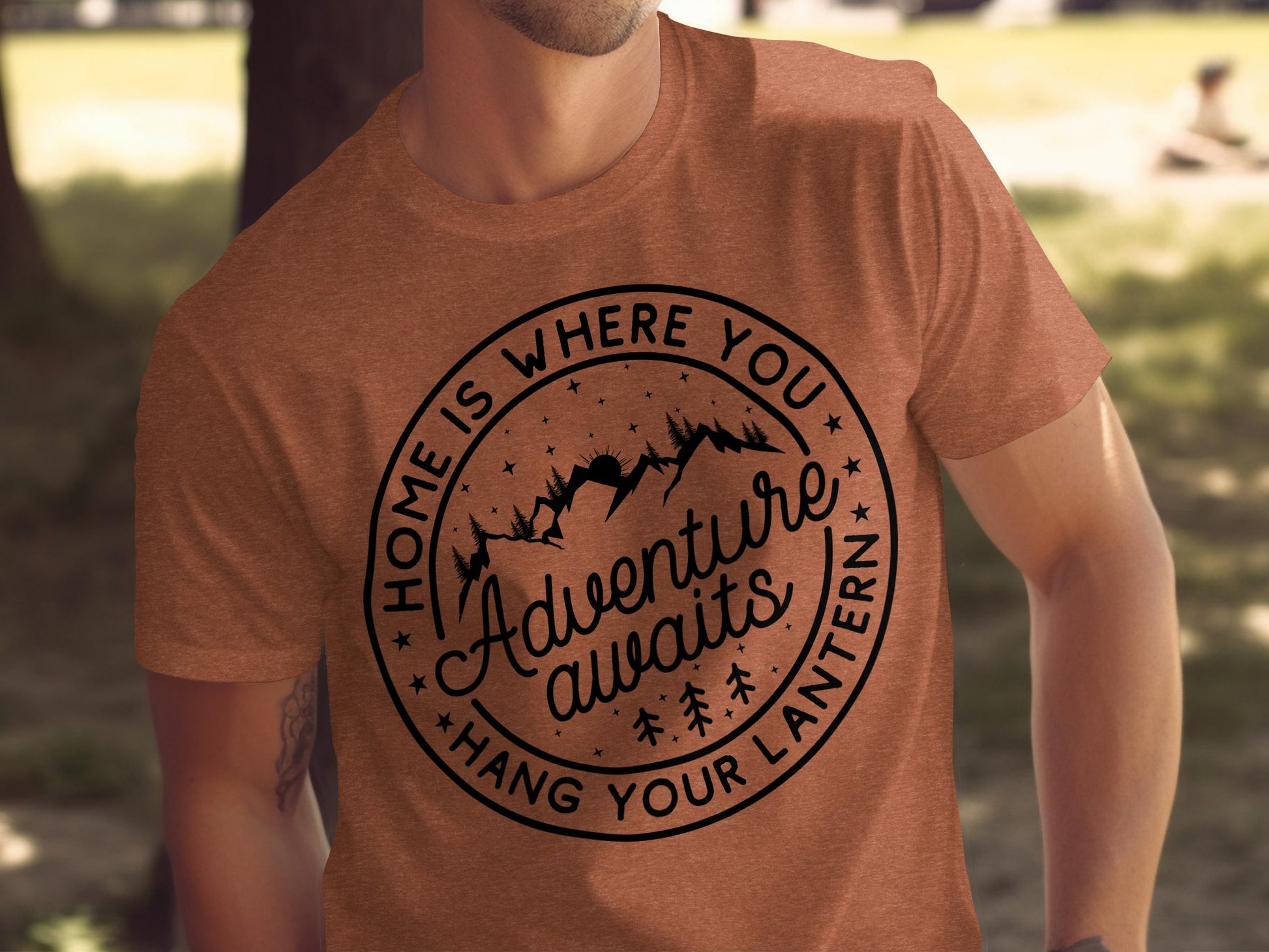 Home Is Where You Hang Your Lantern Adventure Awaits T-Shirt T-Shirt - Outdoor & Adventure Collection - Mile Marker 16 Gear by Cloud 16 Clothing Co.
