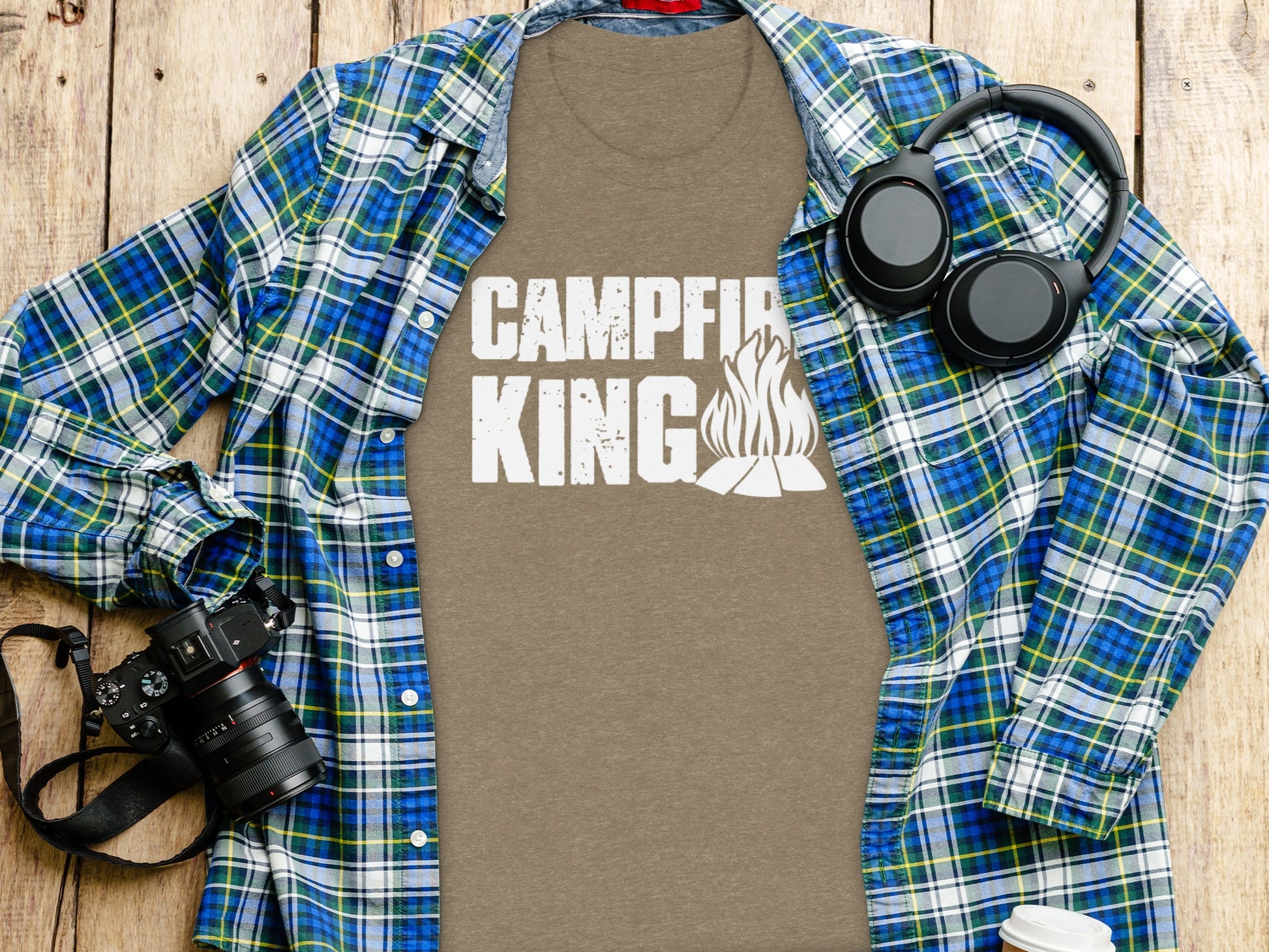 Campfire King Flames Graphic Outdoors Adventure T-Shirt T-Shirt - Outdoor & Adventure Collection - Mile Marker 16 Gear by Cloud 16 Clothing Co.