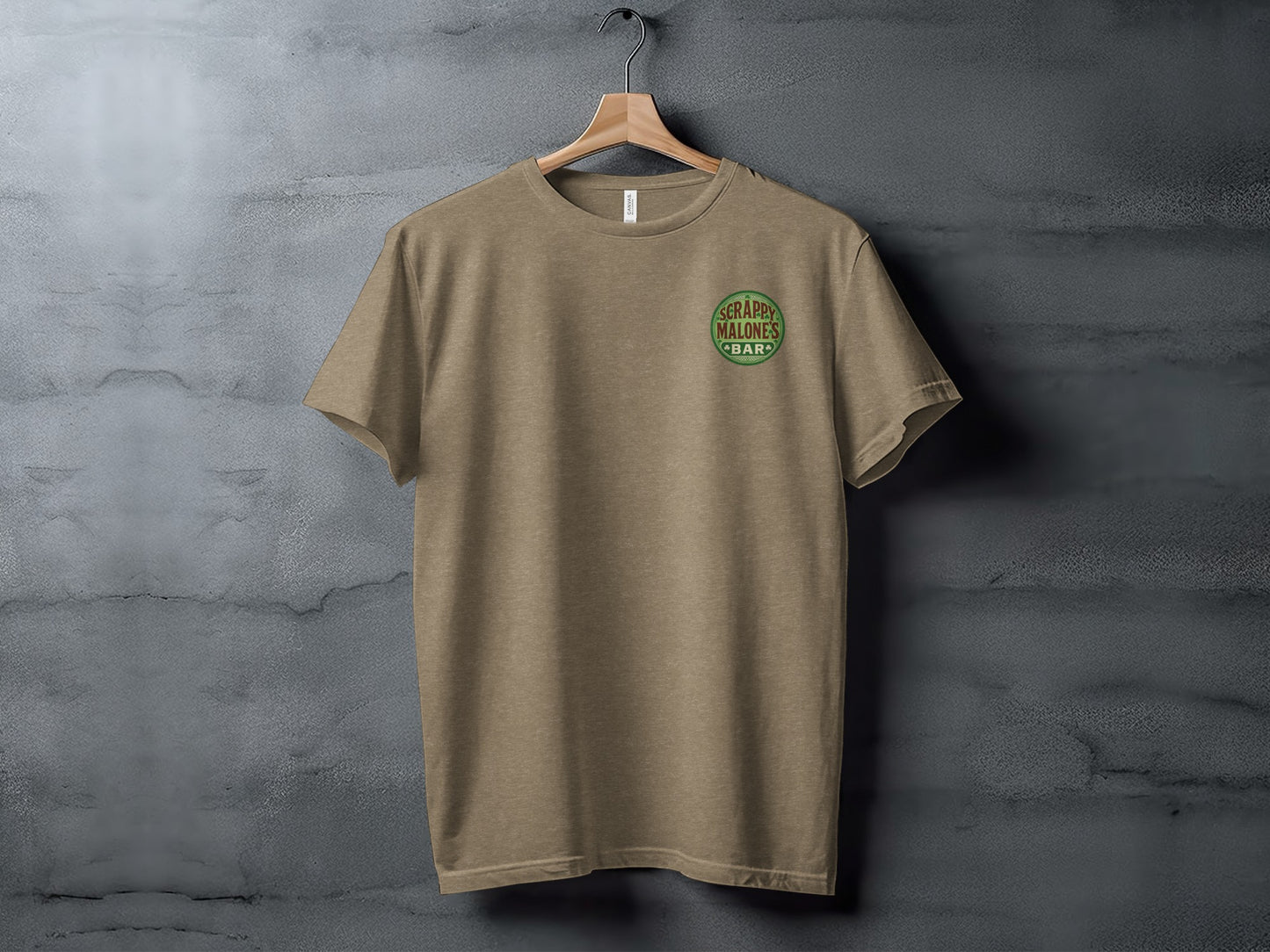 Scrappy Malone's Bar, Irish Pub Design, Clover Shamrock Graphic, Vintage Style Sign, Retro Bar Logo, Gift Idea, St Patrick's Day T-Shirt - Scrappy Malone's Bar 100-Proof Humor - Cloud 16 Clothing Co.