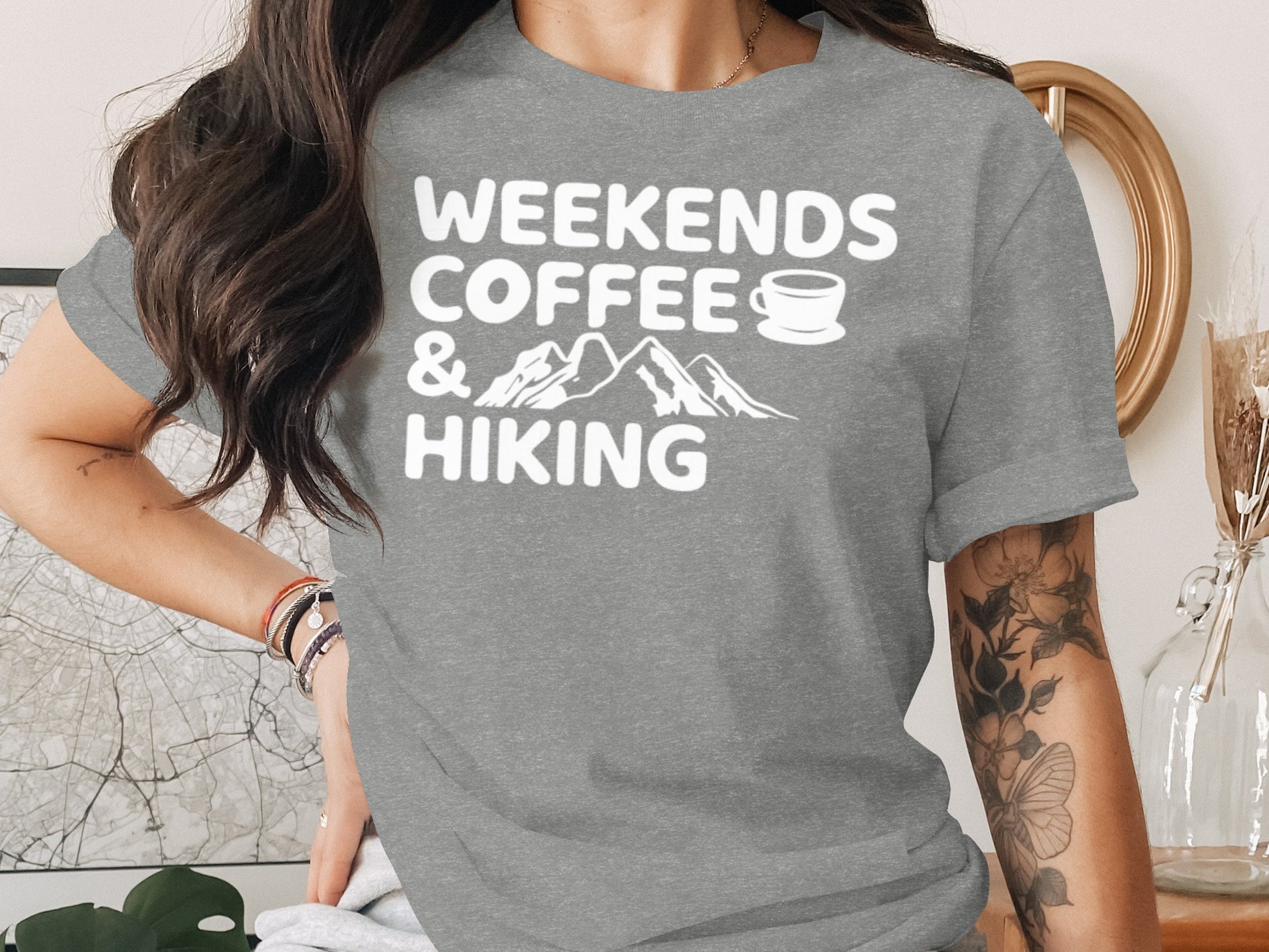 Weekends Coffee And Hiking Graphic Design Funny T-Shirt T-Shirt - Outdoor & Adventure Collection - Mile Marker 16 Gear by Cloud 16 Clothing Co.