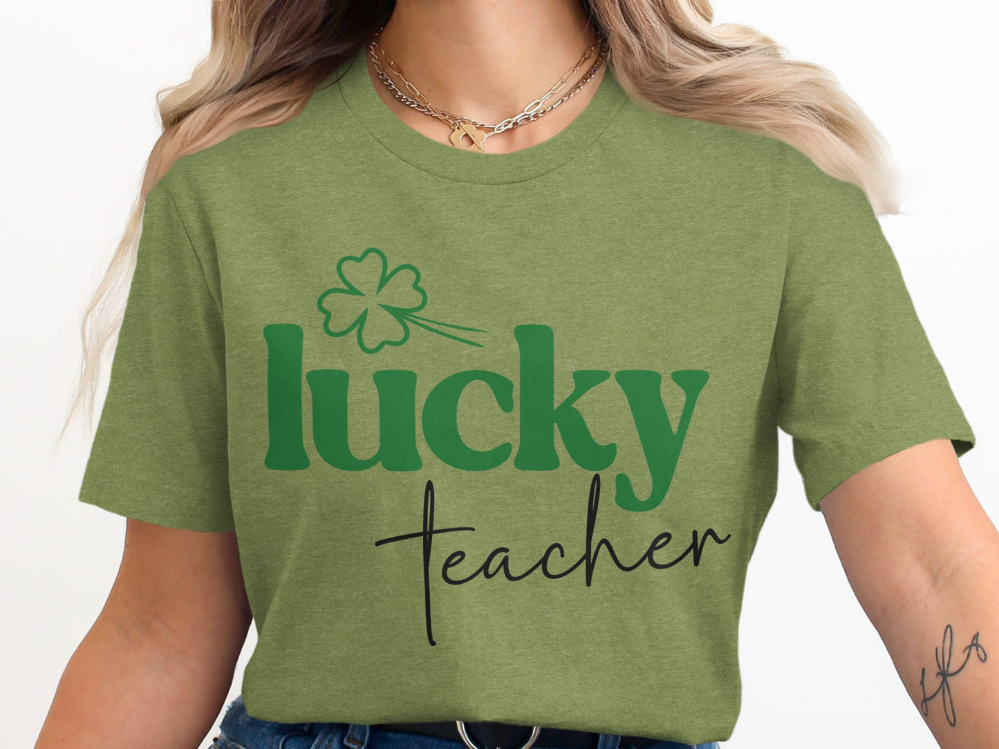 Lucky Teacher Clover Graphic Tee Shirt