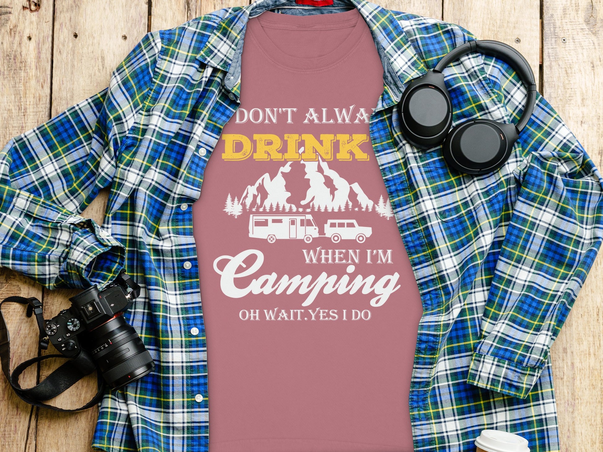 I Dont Always Drink When Im Camping Funny Design Long Sleeve T-Shirt Long Sleeve Tee - Outdoor & Adventure Collection - Mile Marker 16 Gear by Cloud 16 Clothing Co.