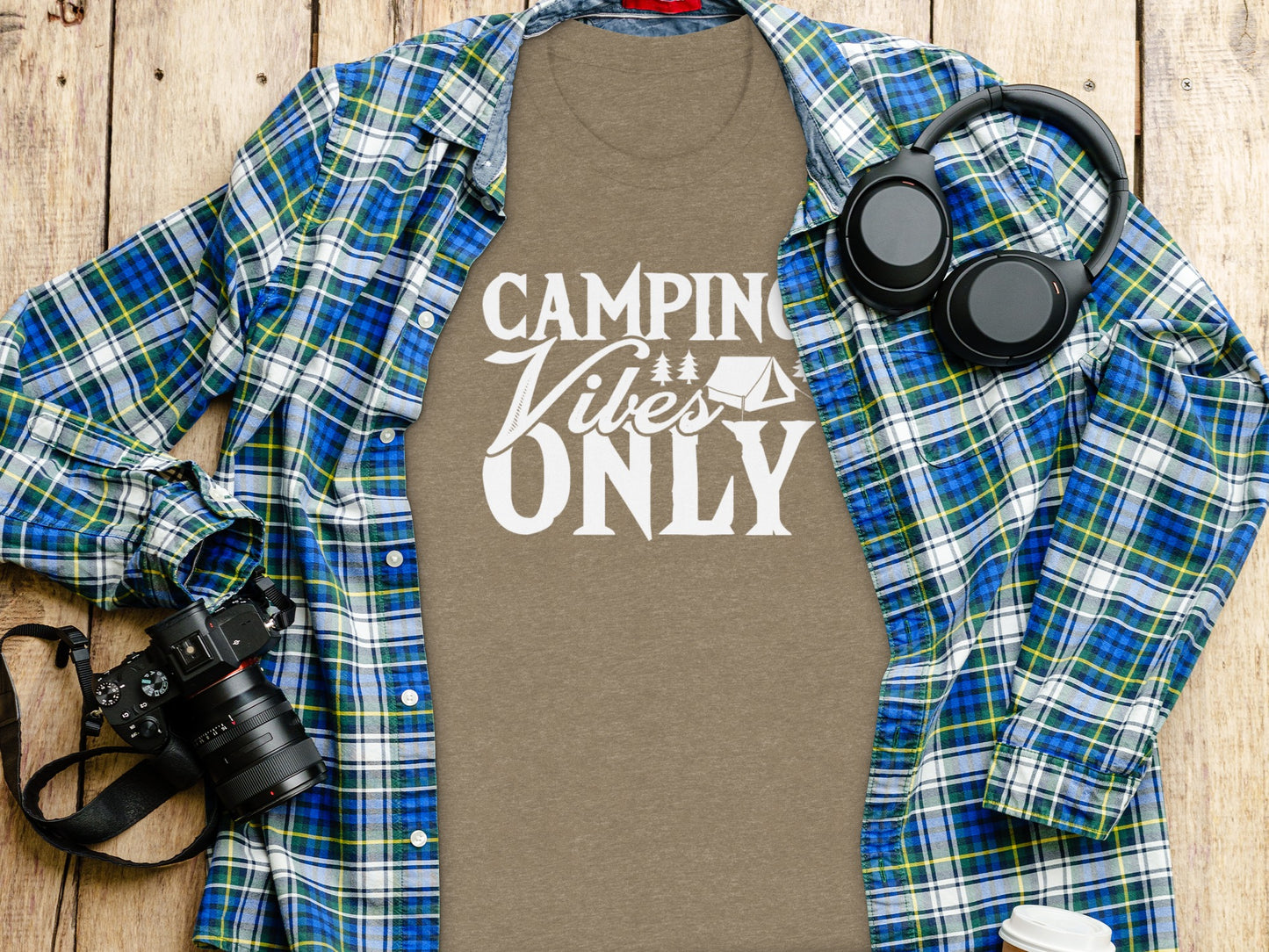 Camping Vibes Only With Tent Graphic Camping T-Shirt T-Shirt - Outdoor & Adventure Collection - Mile Marker 16 Gear by Cloud 16 Clothing Co.