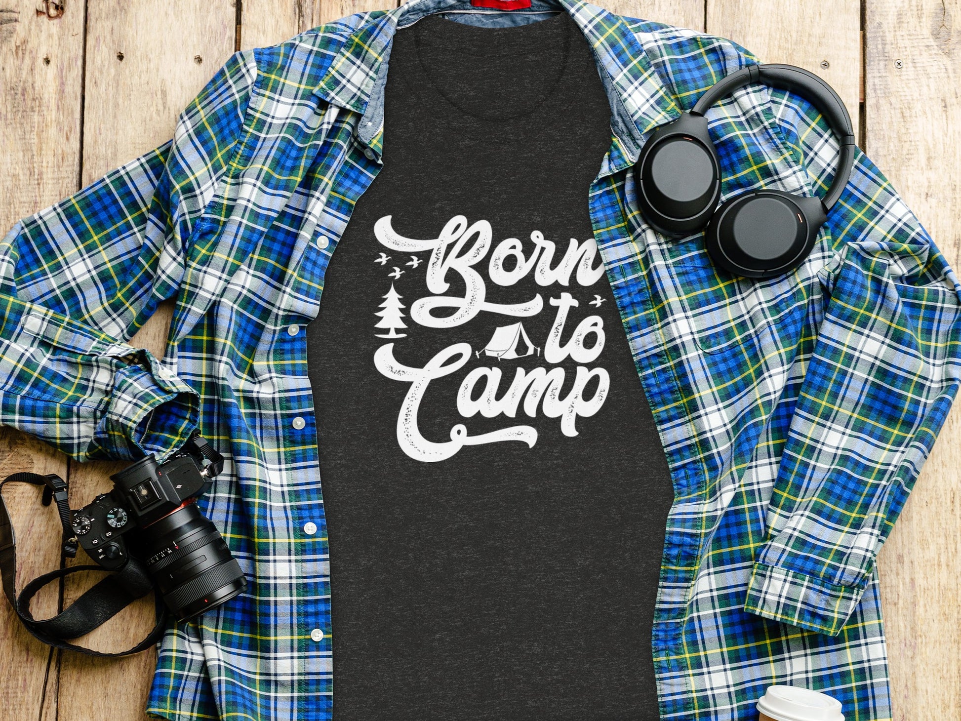 Born To Camp Vacation Hiking Nature Outdoors Fun T-Shirt T-Shirt - Outdoor & Adventure Collection - Mile Marker 16 Gear by Cloud 16 Clothing Co.