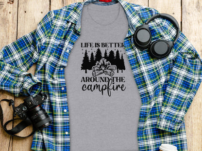 Life Is Better Around The Campfire Outdoor Adventure T-Shirt T-Shirt - Outdoor & Adventure Collection - Mile Marker 16 Gear by Cloud 16 Clothing Co.