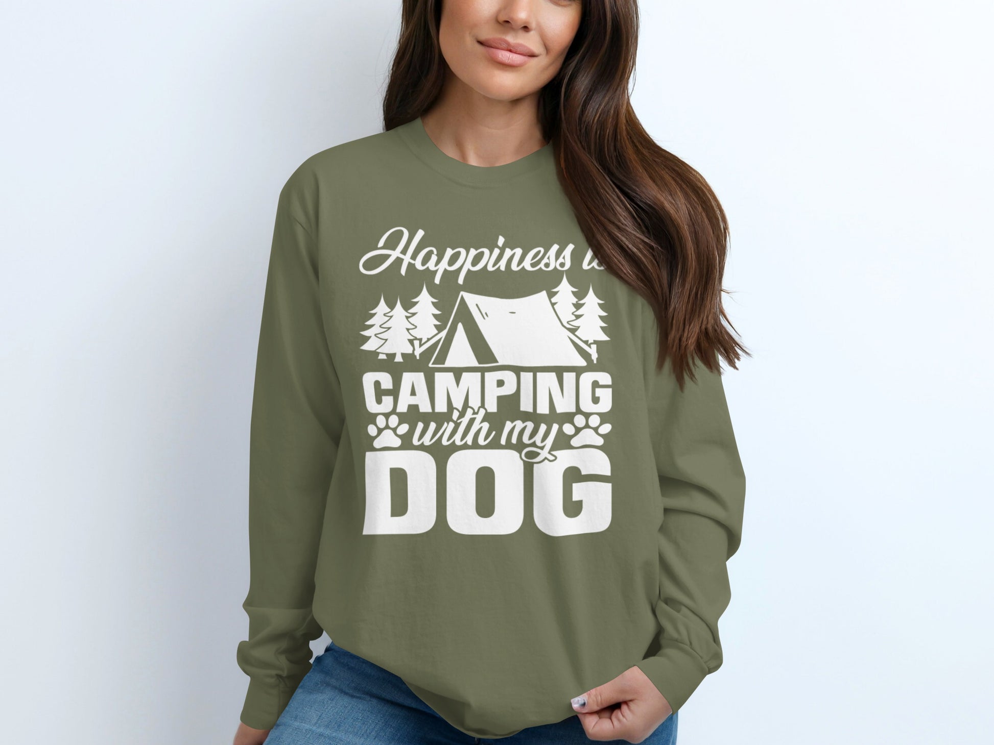 Happiness is Camping with My Dog Long Sleeve Shirt