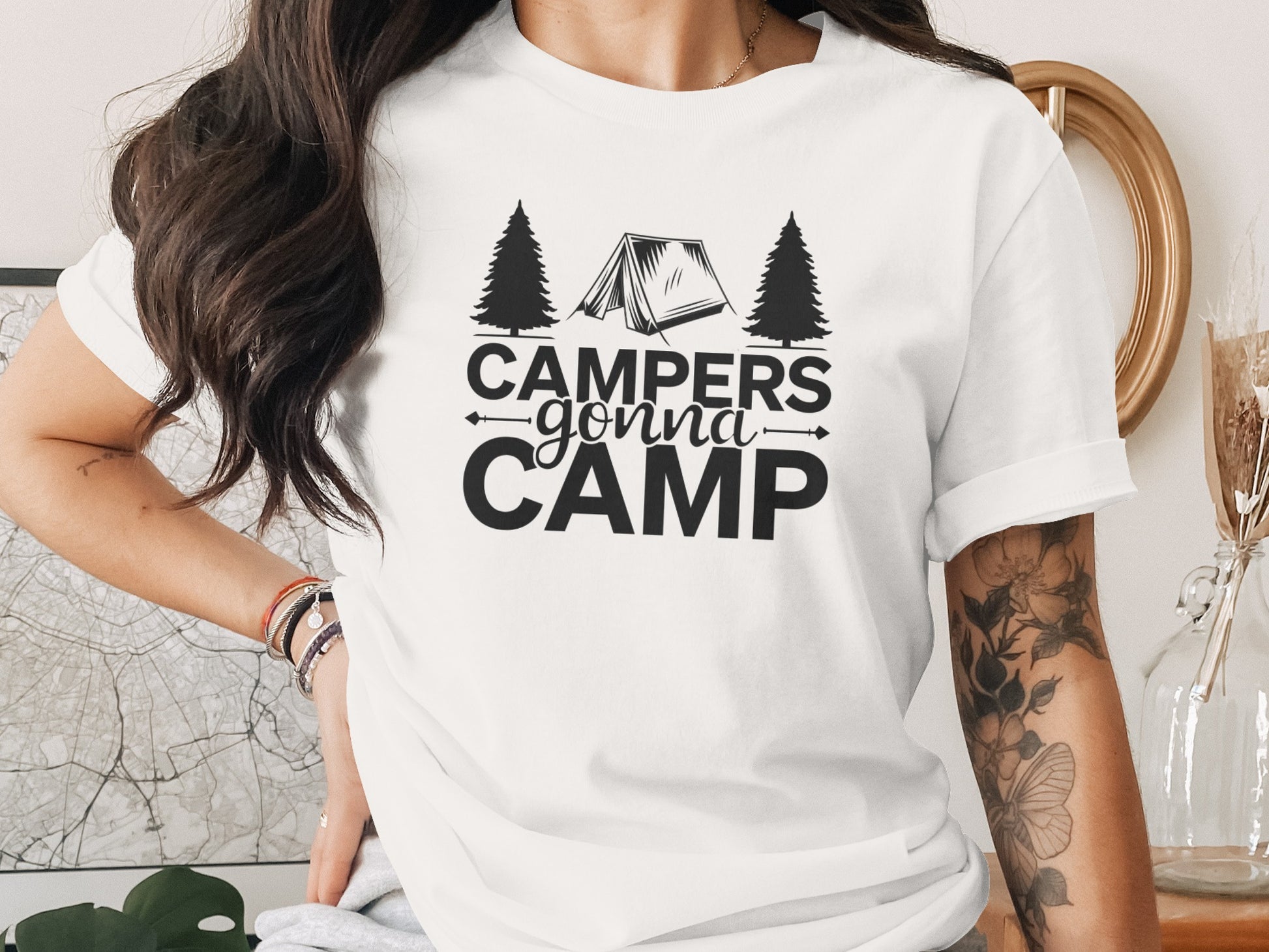 Campers Gonna Camp Tent and Trees Design Graphic T-Shirt T-Shirt - Outdoor & Adventure Collection - Mile Marker 16 Gear by Cloud 16 Clothing Co.