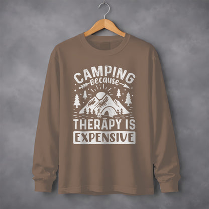 Camping Because Therapy is Expensive Outdoor Long Sleeve T-Shirt Long Sleeve Tee - Outdoor & Adventure Collection - Mile Marker 16 Gear by Cloud 16 Clothing Co.
