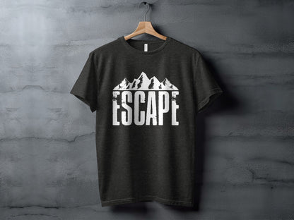 Escape Into The Mountains Outdoor Adventure Design T-Shirt T-Shirt - Outdoor & Adventure Collection - Mile Marker 16 Gear by Cloud 16 Clothing Co.