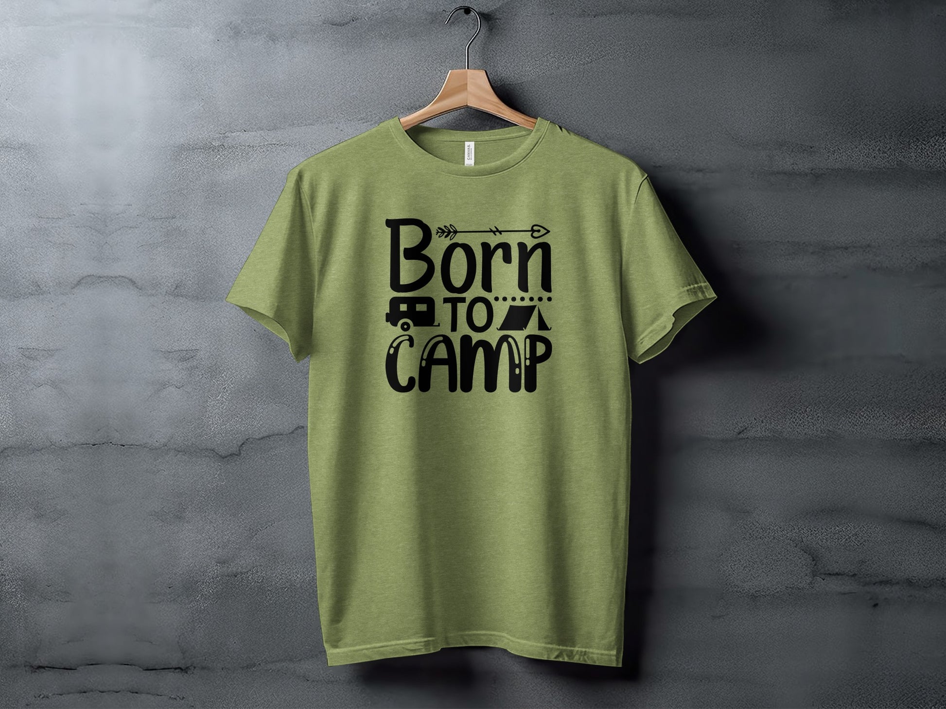 Born To Camp With Tent And Camper Fun Outdoors T-Shirt T-Shirt - Outdoor & Adventure Collection - Mile Marker 16 Gear by Cloud 16 Clothing Co.