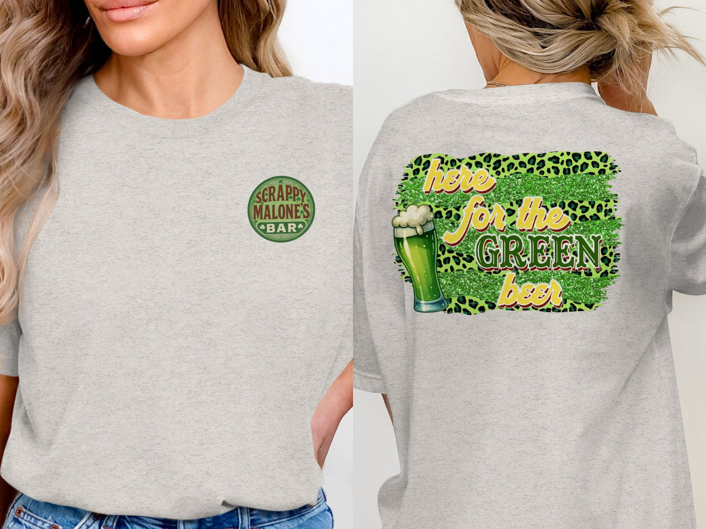 Scrappy Malone's Bar, Irish Pub Design, Clover Shamrock Graphic, Vintage Style Sign, Retro Bar Logo, Gift Idea, St Patrick's Day T-Shirt - Scrappy Malone's Bar 100-Proof Humor - Cloud 16 Clothing Co.