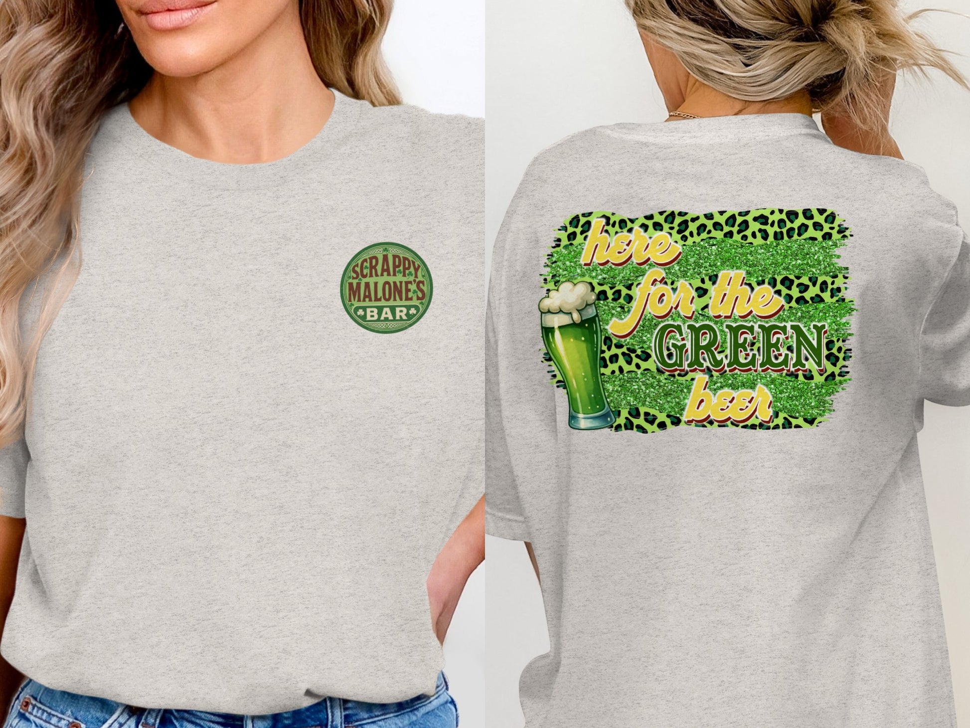 Scrappy Malone's Bar, Irish Pub Design, Clover Shamrock Graphic, Vintage Style Sign, Retro Bar Logo, Gift Idea, St Patrick's Day T-Shirt - Scrappy Malone's Bar 100-Proof Humor - Cloud 16 Clothing Co.