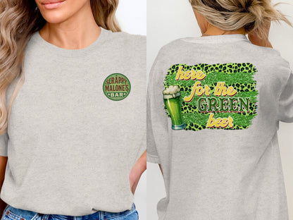 Scrappy Malone's Bar, Irish Pub Design, Clover Shamrock Graphic, Vintage Style Sign, Retro Bar Logo, Gift Idea, St Patrick's Day T-Shirt - Scrappy Malone's Bar 100-Proof Humor - Cloud 16 Clothing Co.