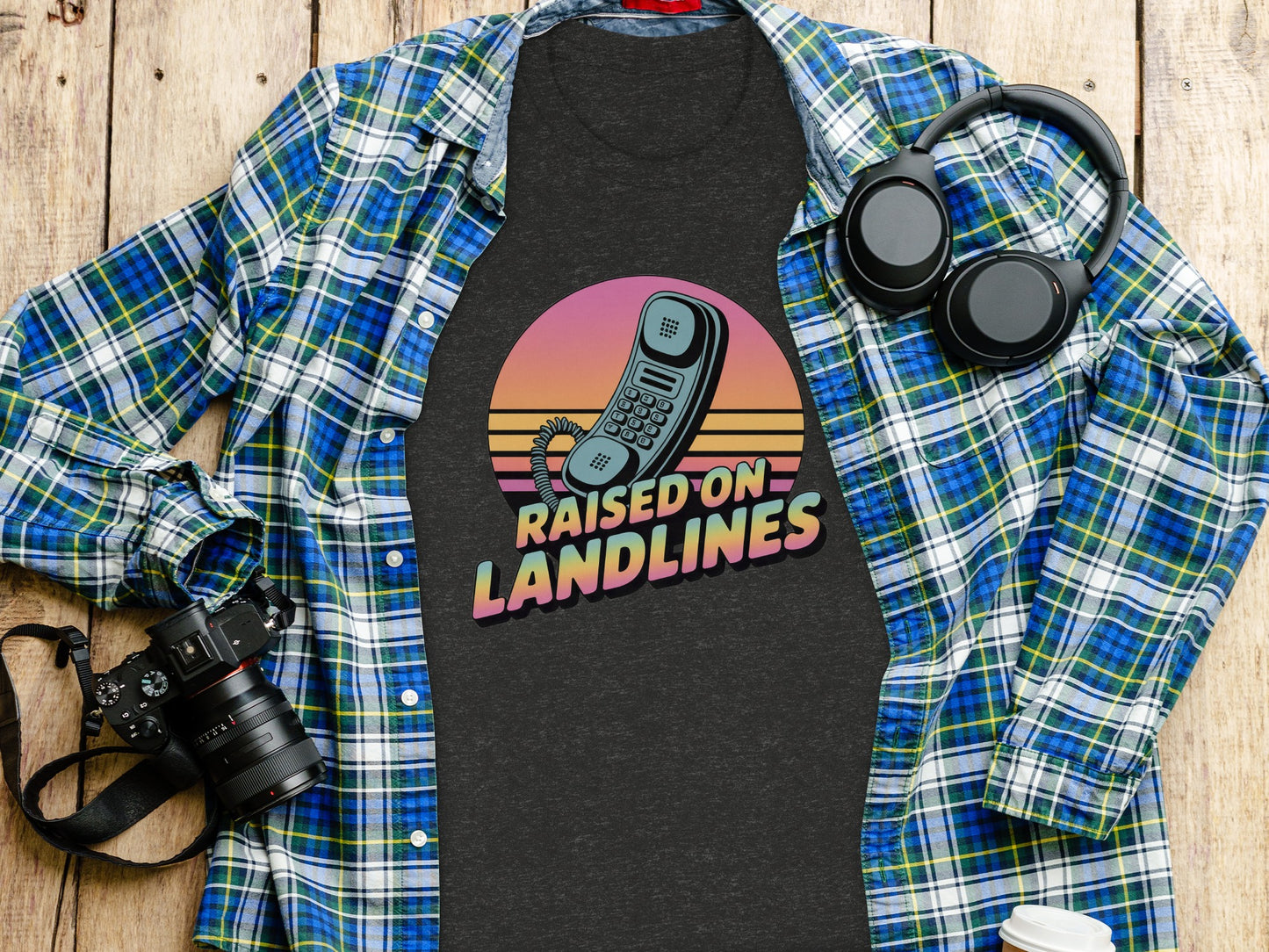 Raised On Landlines Retro Graphic T-Shirt