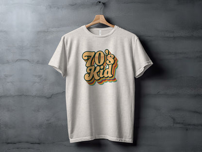 Retro 70's Kid Graphic Print T-Shirt in Classic White