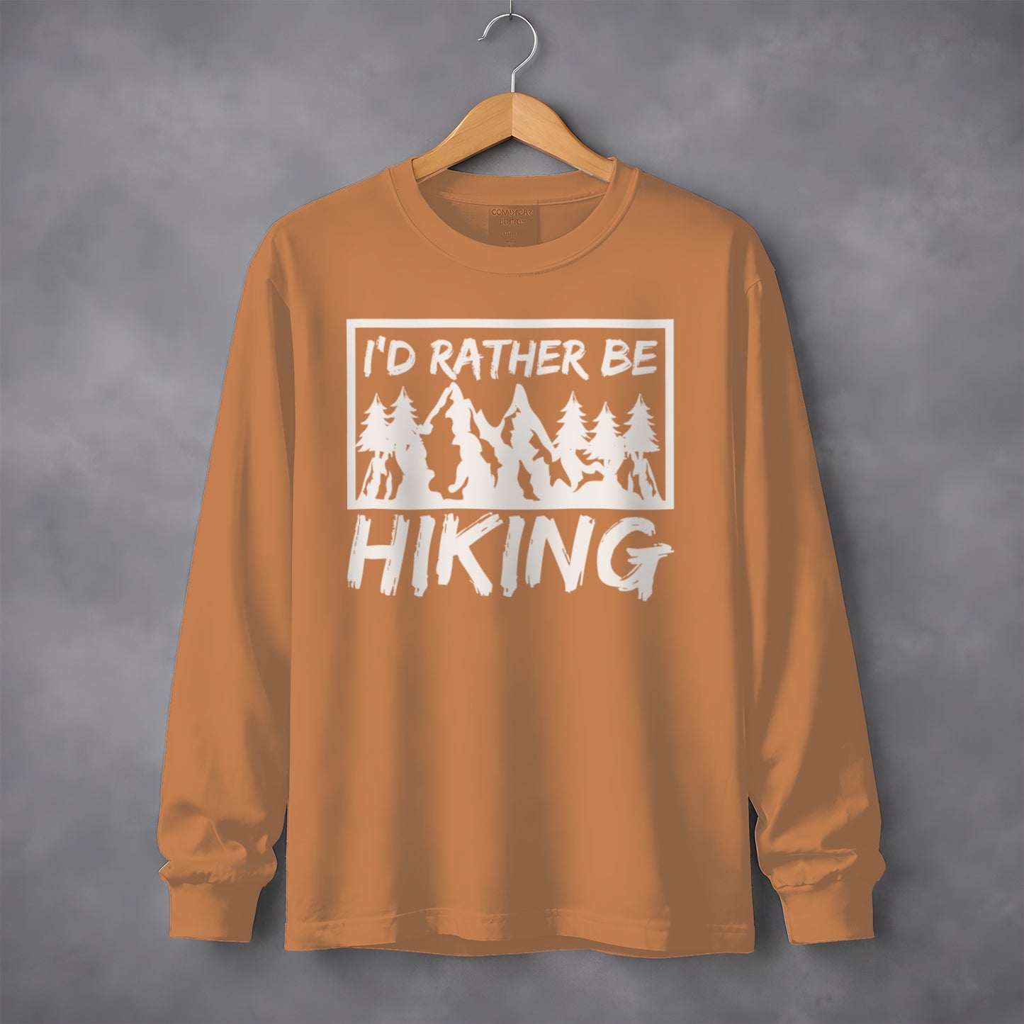 I'd Rather Be Hiking Mountain Graphic Long Sleeve T-Shirt Long Sleeve Tee - Outdoor & Adventure Collection - Mile Marker 16 Gear by Cloud 16 Clothing Co.