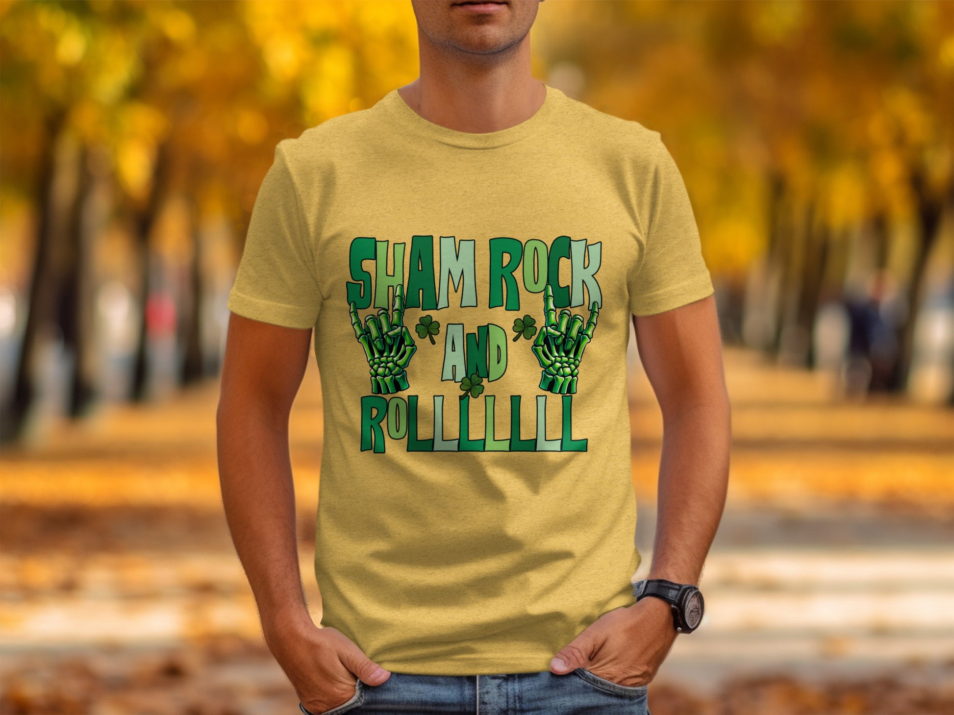 Sham Rock And Rollllll Graphic Tee Shirt