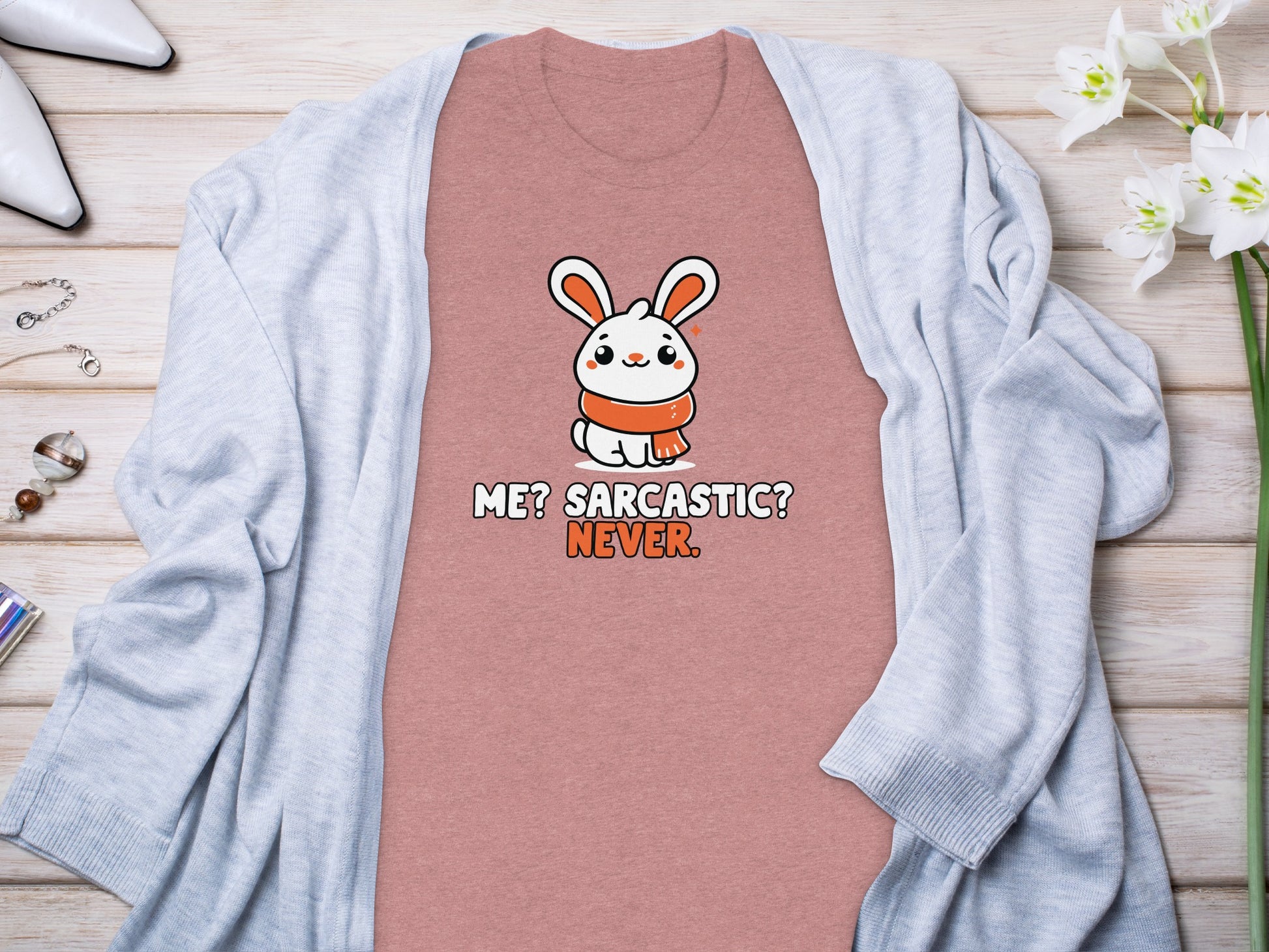 Me Sarcastic Never Bunny T-Shirt for Humorous Wear