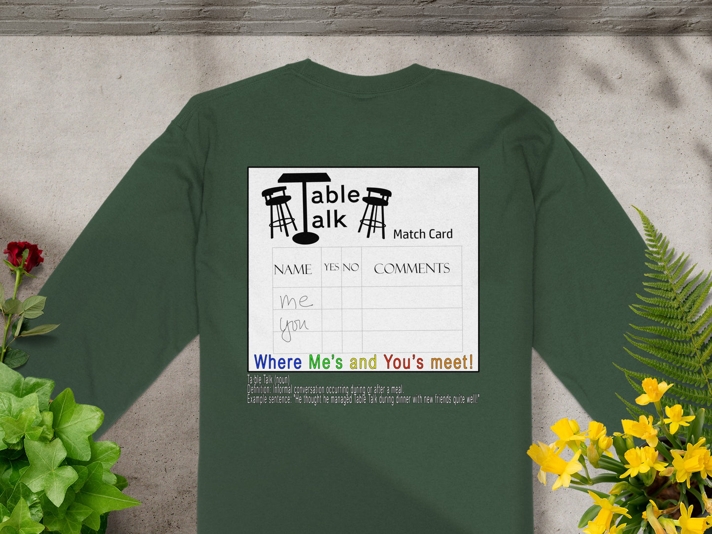 Table Talk Match Card Design Long Sleeve Shirt